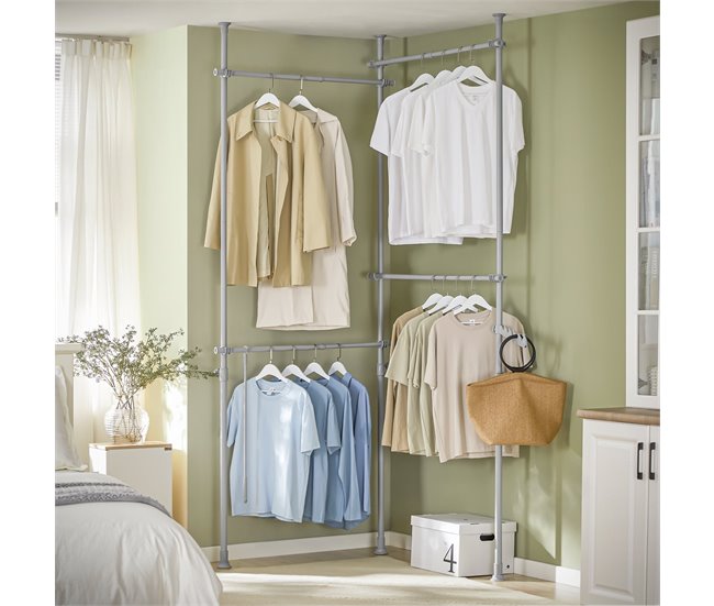 Conforama Perchero De Ropa Telescópico Altura Ajustable Gris SoBuy KLS03-HG