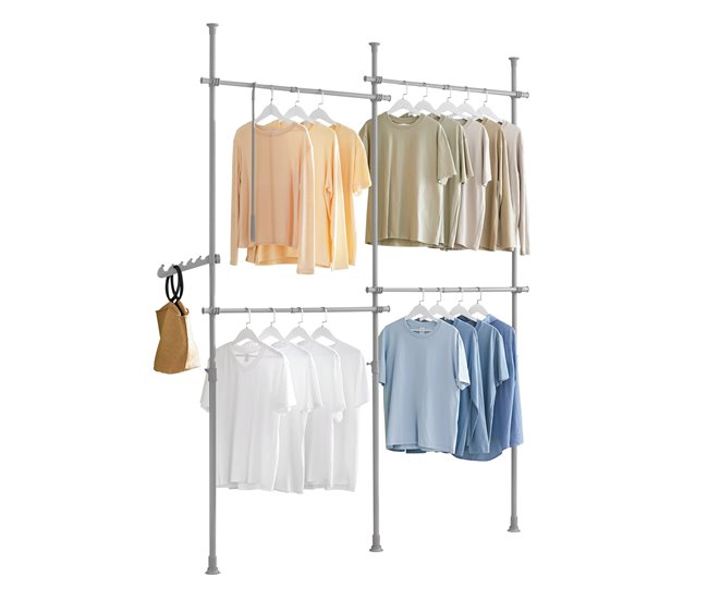 Conforama Perchero de Ropa Telescópico Altura Ajustable Gris SoBuy KLS03-HG