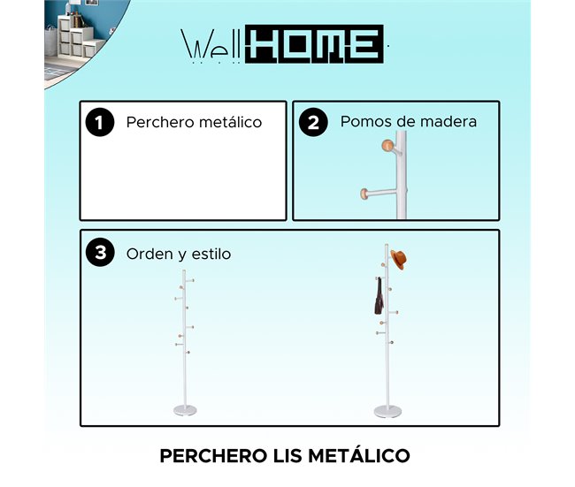 Conforama Perchero Lis Metálico Con 6 Perchas Y 2 Ganchos Cada Una 28 5x28 5x171 Cm
