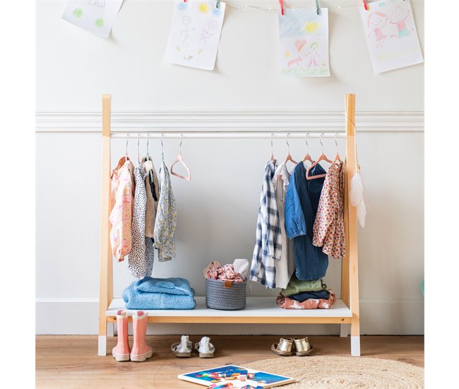 Conforama Perchero LOU De Madera En Color Blanco Para Niños