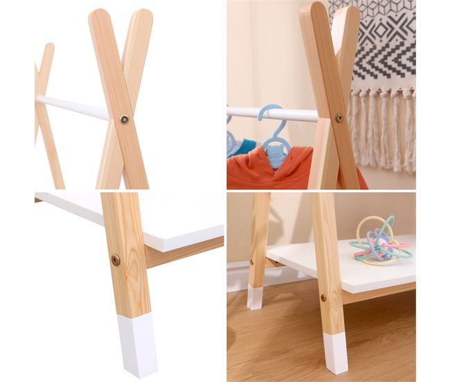 Conforama Perchero LOU De Madera En Color Blanco Para Niños