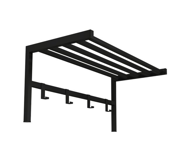 Conforama Perchero mural Tolga con 4 ganchos 1 estante metal 33 x 69 x 34 cm negro [en.casa]