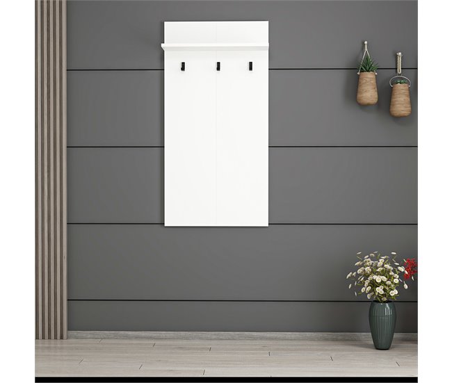 Conforama Perchero Panel Mural Farsø Con 3 Ganchos Aglomerado 118 X 60 X 16 Cm Blanco [en.casa]