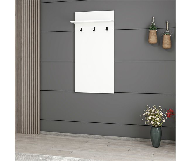Conforama Perchero Panel Mural Farsø Con 3 Ganchos Aglomerado 118 X 60 X 16 Cm Blanco [en.casa]
