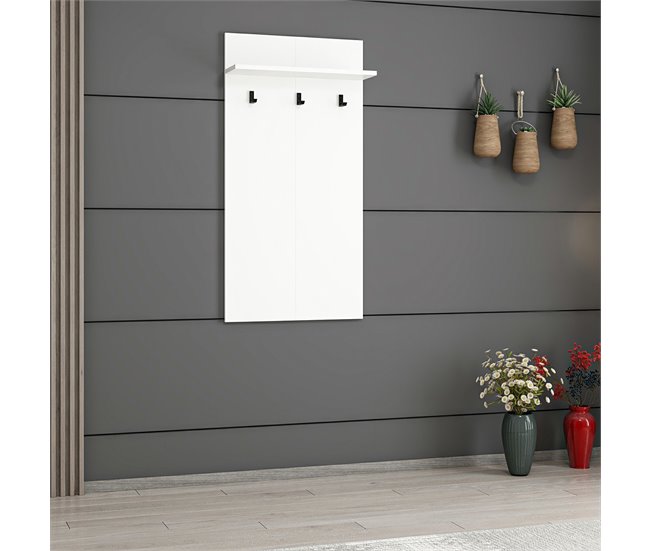 Conforama Perchero Panel Mural Farsø Con 3 Ganchos Aglomerado 118 X 60 X 16 Cm Blanco [en.casa]
