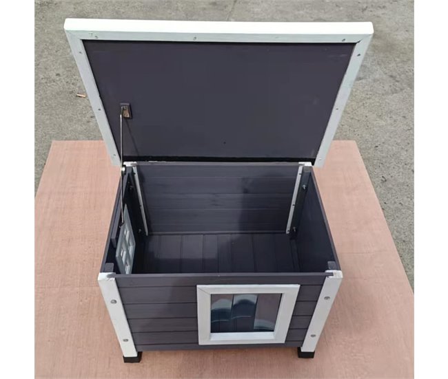 Conforama Pet Casa De Exterior Para Gato Madera Gris Y Blanco 57x45x43 Cm