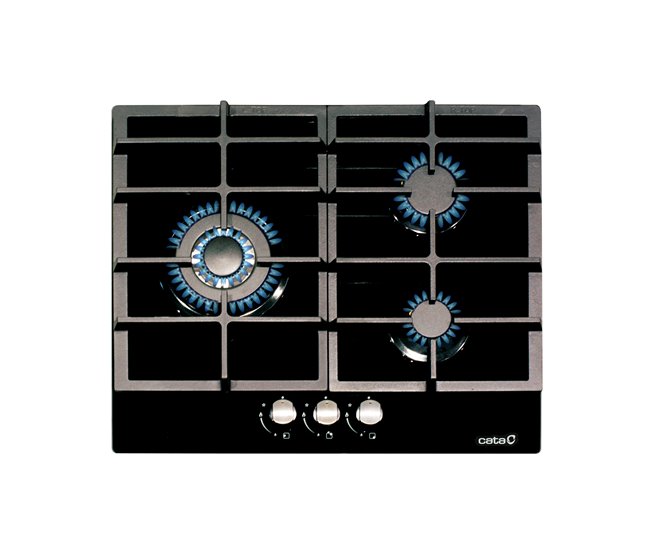 Conforama Placa cristal gas CATA LCI 6021BK 3 zonas 59cm negro