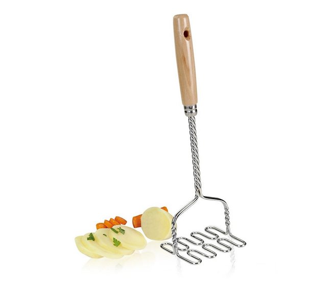 Conforama Prensador de Patatas Metaltex Mangos de madera (10 x 9 2 x 32 2 cm)