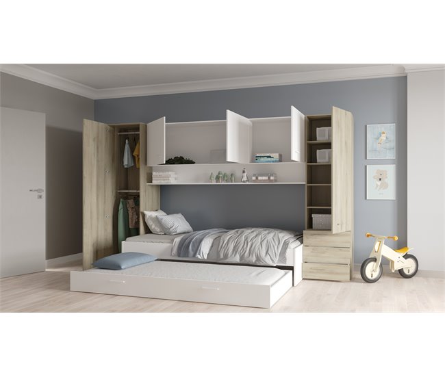 Conforama Puente Cama BROOKLYN Color Roble Y Blanco