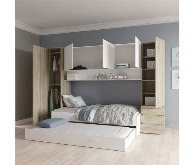 Conforama Puente Cama BROOKLYN Color Roble Y Blanco