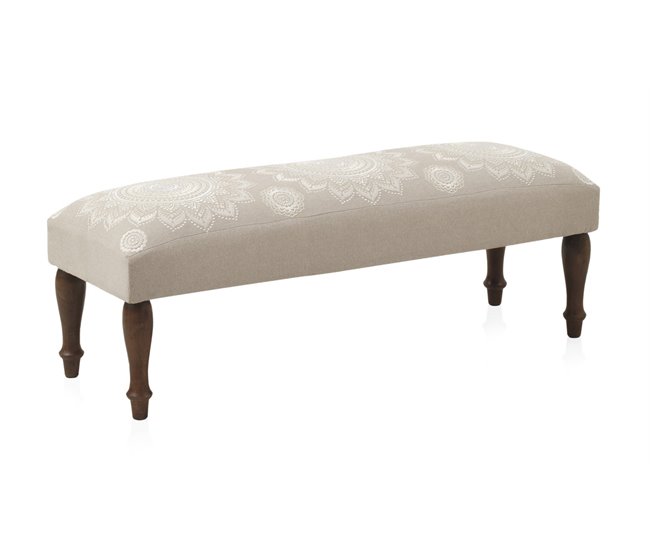 Conforama Puf Tapizado En Algodón/Poliéster Patas De Madera