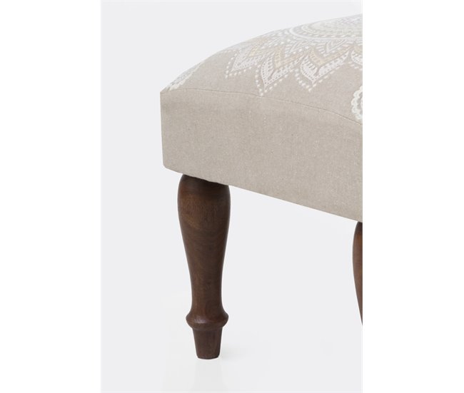 Conforama Puf Tapizado En Algodón/Poliéster Patas De Madera