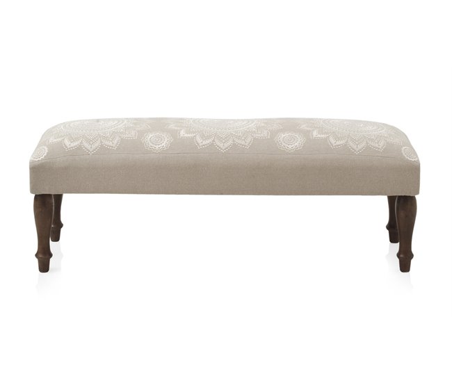 Conforama Puf Tapizado En Algodón/Poliéster Patas De Madera