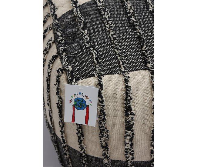 Conforama Puff Algodón ADDO Cuadrado Blanco Y Negro 45x45cm