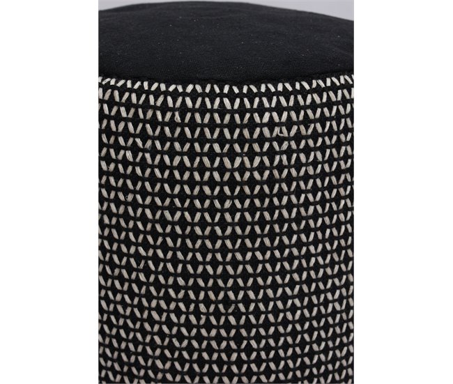 Conforama Puff Algodón KOFI Redondo Blanco Y Negro 45x45cm