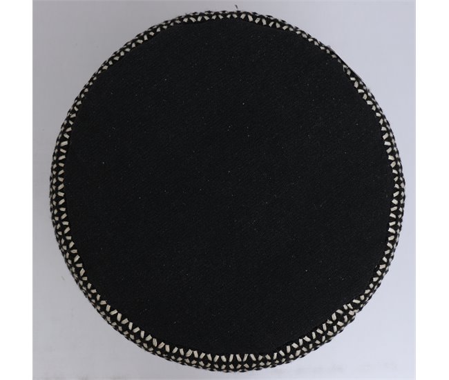 Conforama Puff Algodón KOFI Redondo Blanco Y Negro 45x45cm