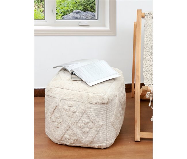 Conforama Puff Cuadrado Algodón ZURI 45x45cm Color Crudo