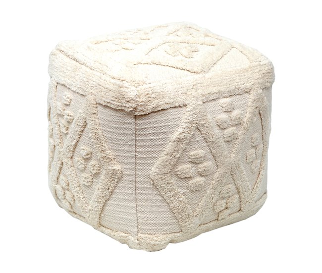 Conforama Puff cuadrado algodón ZURI 45x45cm color crudo