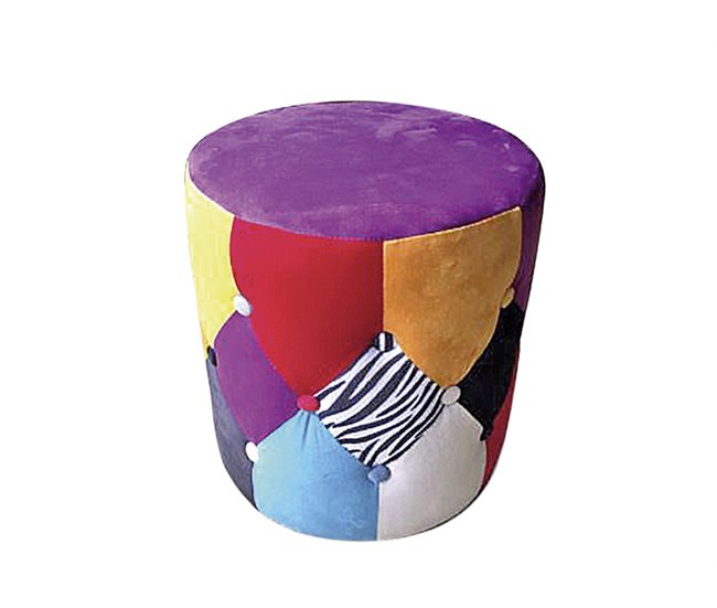 Conforama Puff KUBOPATCH cilíndrico multicolor terciopelo 40X40 cm