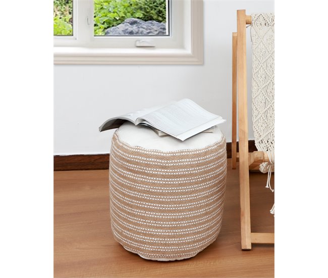 Conforama Puff Yute Y Algodón DAKARAI 45x45cm Color Beige