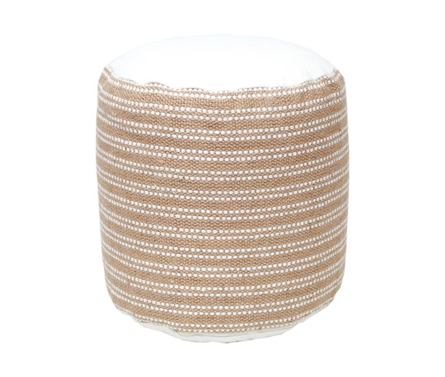 Conforama Puff yute y algodón DAKARAI 45x45cm color beige