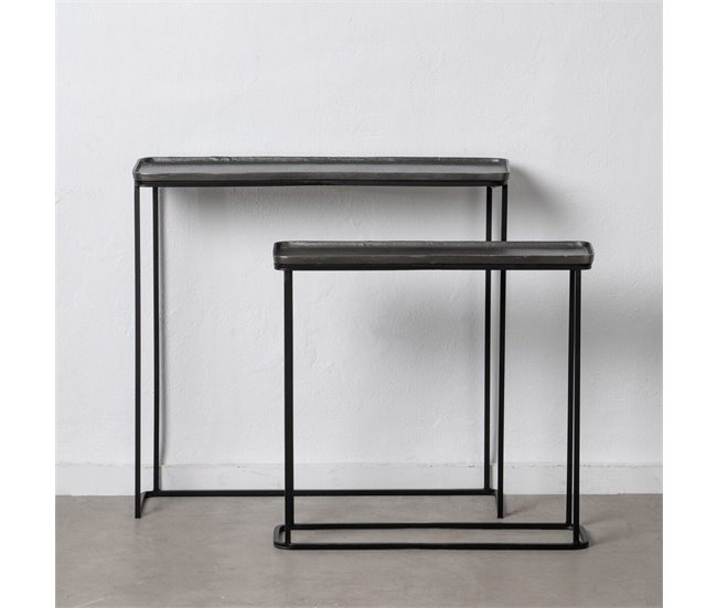 Conforama Recibidor 84 X 26 X 78 Cm Negro Gris Metal (2 Unidades)