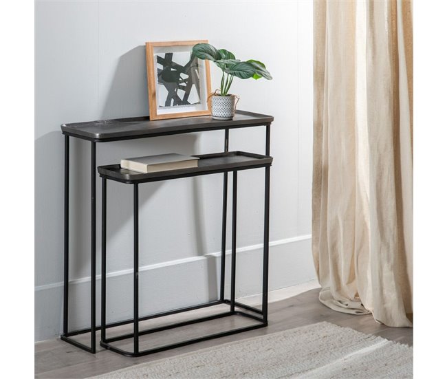 Conforama Recibidor 84 X 26 X 78 Cm Negro Gris Metal (2 Unidades)