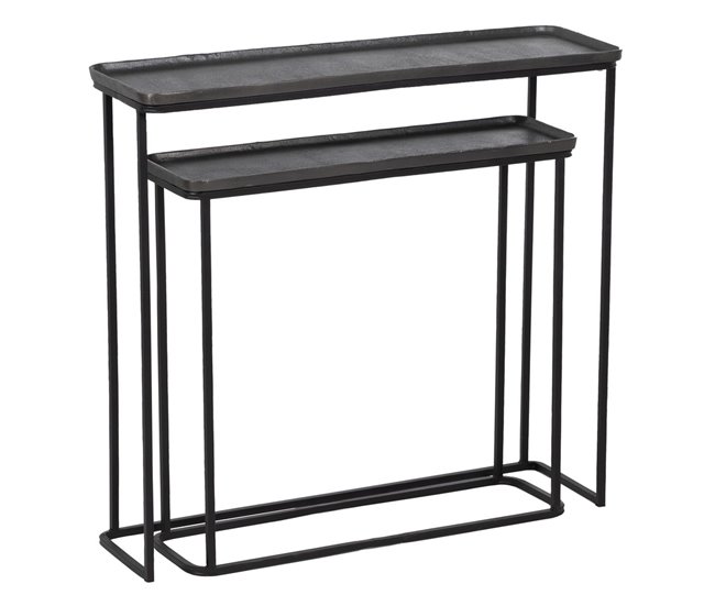 Conforama Recibidor 84 x 26 x 78 cm Negro Gris Metal (2 Unidades)