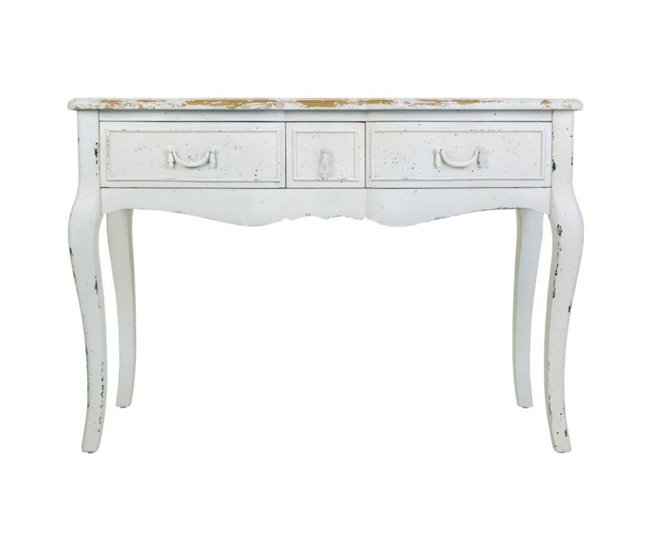 Conforama Recibidor Antiguo De Madera Lacada En Blanco Con 2 Cajones 80x50x115 Cm