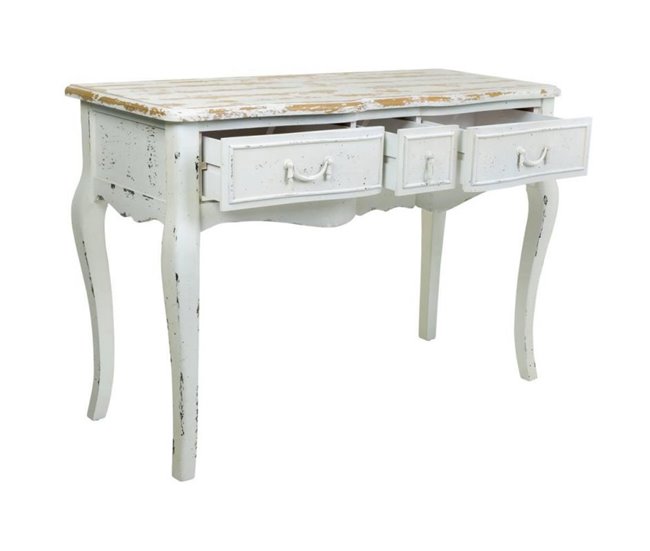 Conforama Recibidor Antiguo De Madera Lacada En Blanco Con 2 Cajones 80x50x115 Cm