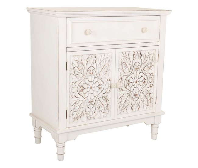 Conforama Recibidor blanco envejecido de madera de abeto y mdf de 73x36 5x78 cm