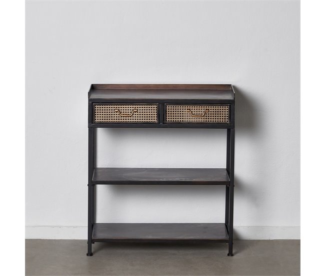 Conforama Recibidor Con 2 Cajones BRICK Marrón Negro Hierro 75 5 X 38 X 85 Cm