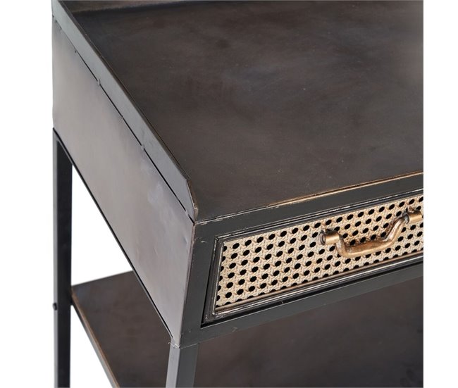 Conforama Recibidor Con 2 Cajones BRICK Marrón Negro Hierro 75 5 X 38 X 85 Cm