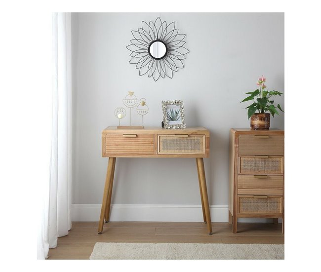 Conforama Recibidor Con 2 Cajones Versa 30 X 78 X 80 Cm Ratán Madera De Paulonia Madera MDF