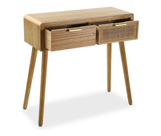 Conforama Recibidor Con 2 Cajones Versa 30 X 78 X 80 Cm Ratán Madera De Paulonia Madera MDF