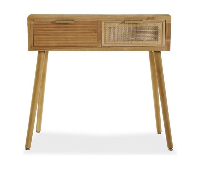 Conforama Recibidor Con 2 Cajones Versa 30 X 78 X 80 Cm Ratán Madera De Paulonia Madera MDF