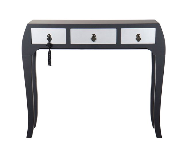 Conforama Recibidor Con 3 Cajones DKD Home Decor 8424001737277 Abeto Plateado Negro Madera MDF 96 X 26 X 80 Cm