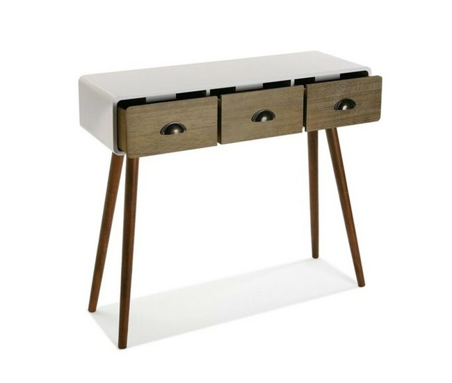 Conforama Recibidor Con 3 Cajones Versa 21080102 Blanco Madera MDF Y Madera De Pino 30 X 80 5 X 90 Cm