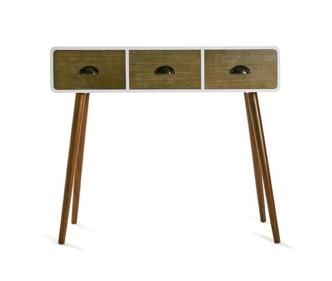 Conforama Recibidor Con 3 Cajones Versa 21080102 Blanco Madera MDF Y Madera De Pino 30 X 80 5 X 90 Cm