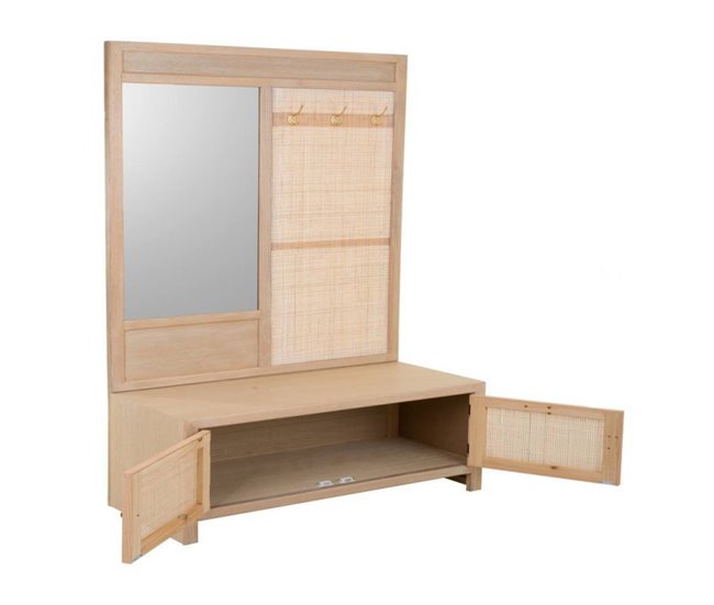 Conforama Recibidor Con Banco De Madera Y Red Con Medidas 90x39x181h Cm