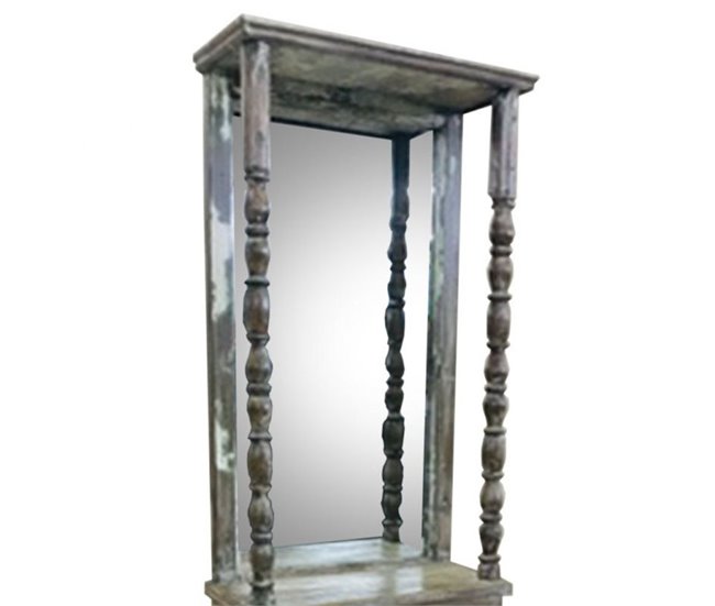 Conforama Recibidor Con Espejo De Madera Acabado A Mano Con Medidas 59x26x193h Cm