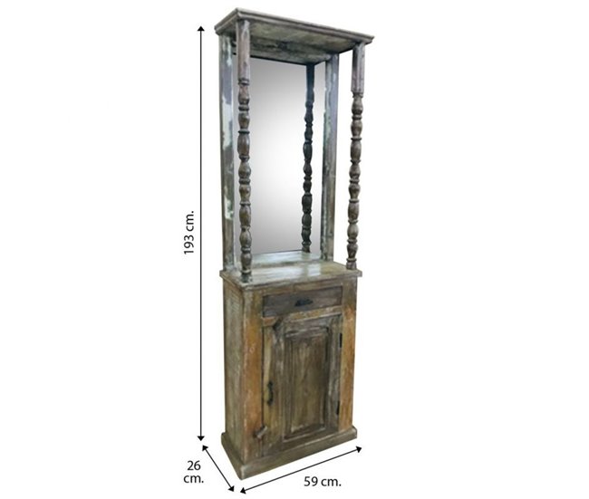 Conforama Recibidor Con Espejo De Madera Acabado A Mano Con Medidas 59x26x193h Cm