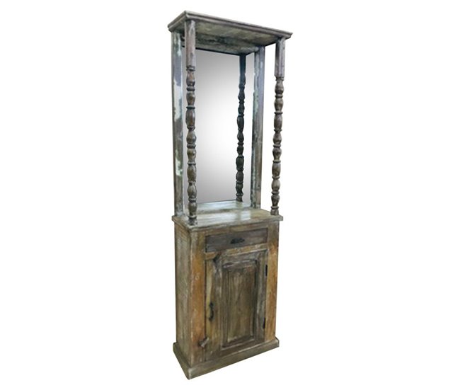 Conforama Recibidor con espejo de madera acabado a mano con medidas 59x26x193h cm