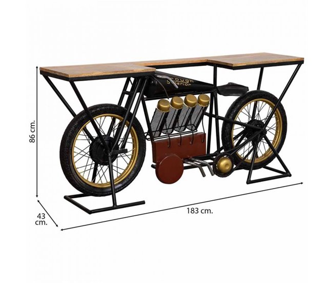 Conforama Recibidor Con Forma De Moto Está Fabricado En Madera Y Metal En Color Negro