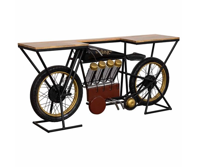 Conforama Recibidor con forma de moto está fabricado en madera y metal en color negro