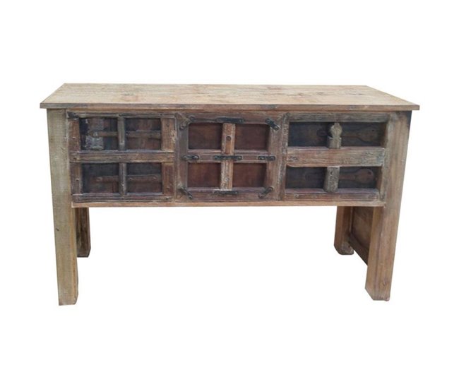 Conforama Recibidor De Madera De Acabado Artesanal Marrón 138x39x90h Cm