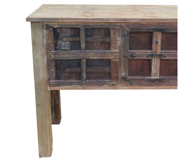 Conforama Recibidor De Madera De Acabado Artesanal Marrón 138x39x90h Cm