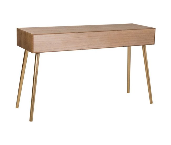 Conforama Recibidor De Madera De Paulownia Marrón Con 3 Cajones Y Rombos Tallados 132x42x79 Cm