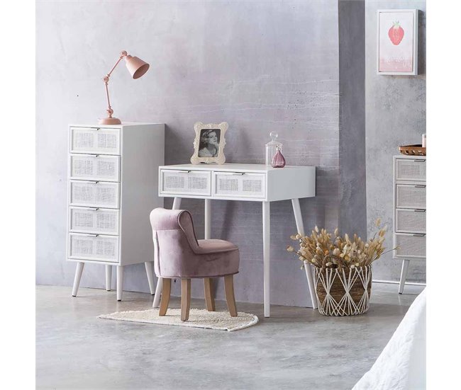 Conforama Recibidor De Madera Y Metal En Color Blanco Antiguo 80x79x42 Cm