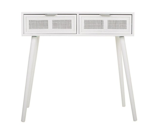 Conforama Recibidor De Madera Y Metal En Color Blanco Antiguo 80x79x42 Cm